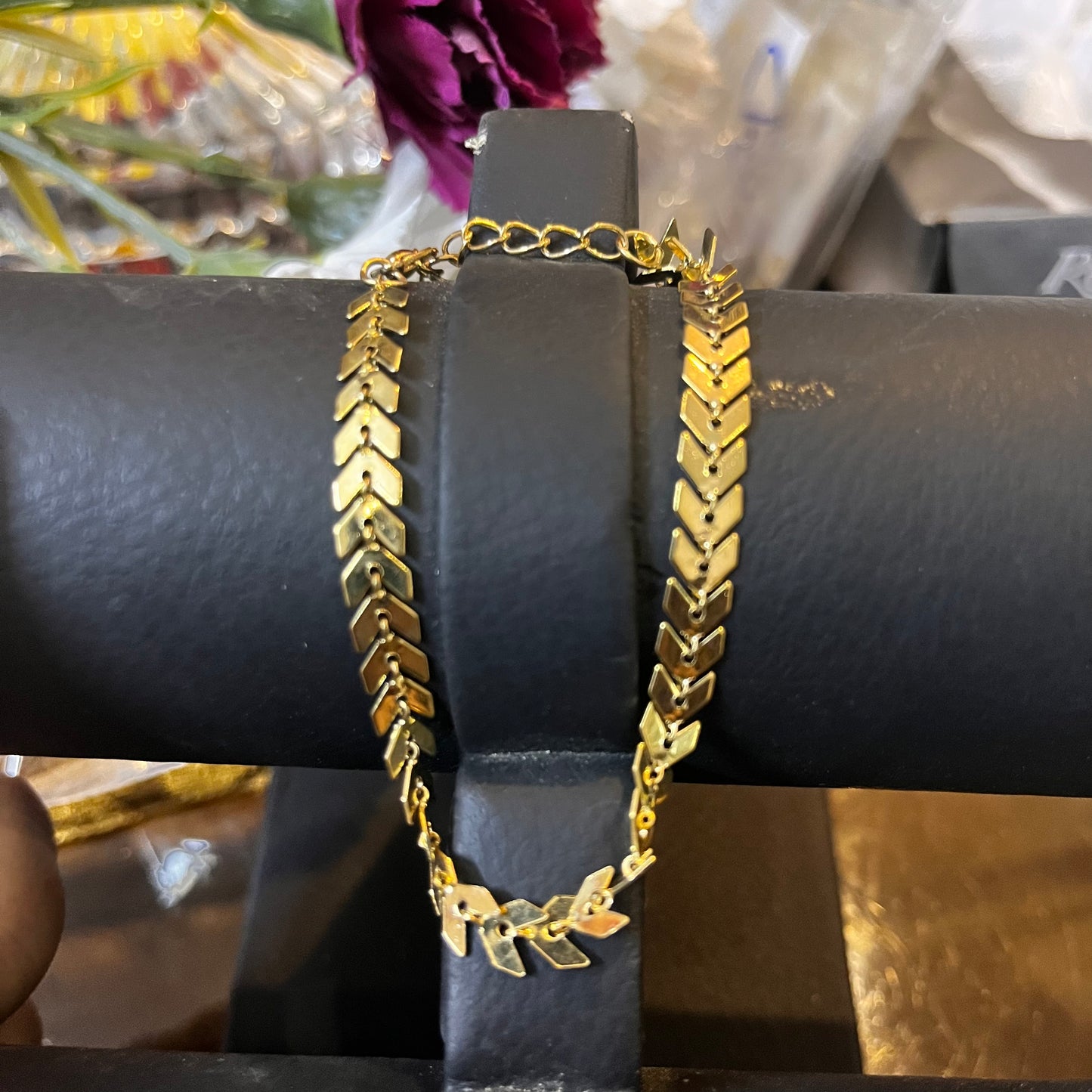 Straight Arrowed Dull Gold Bracelet