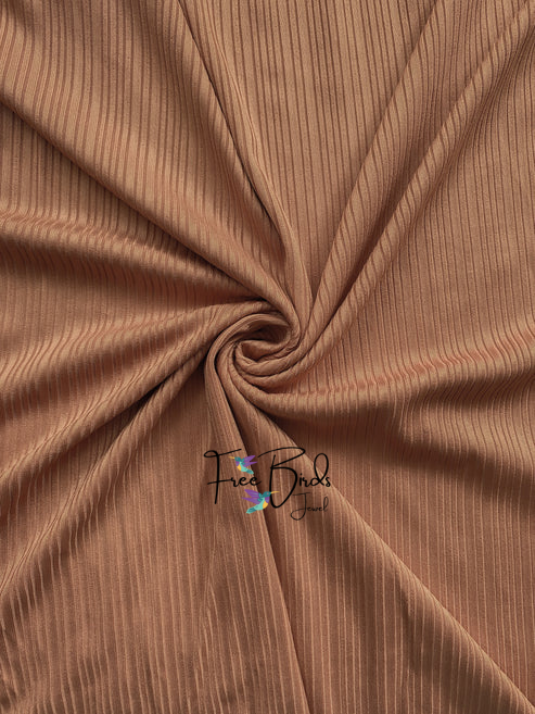 Brown Striped Ribbed Jersey