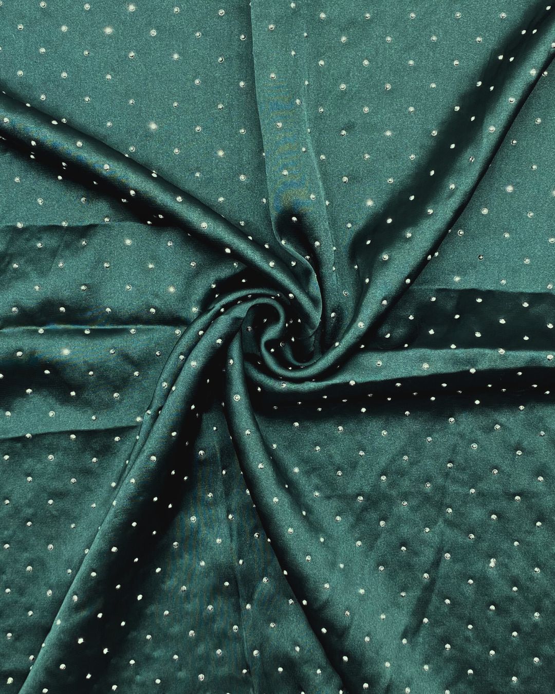 Green Satin Silk with Stones