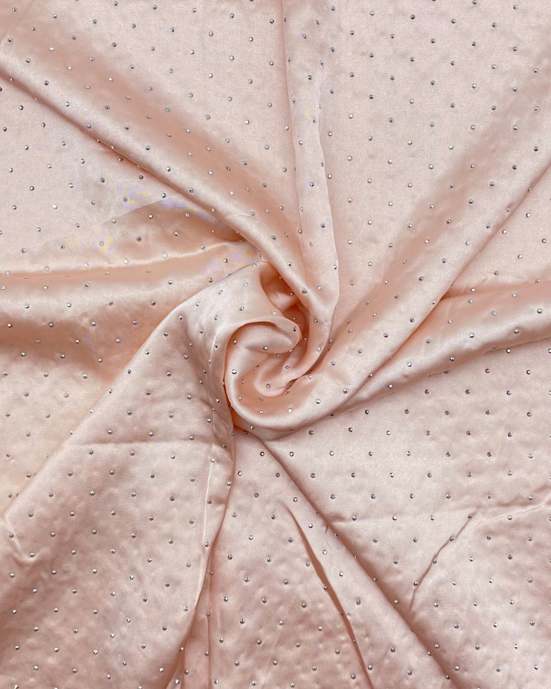 Baby Pink Satin Silk with Stones