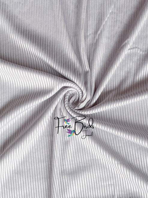 Silver Grey Striped Ribbed Jersey