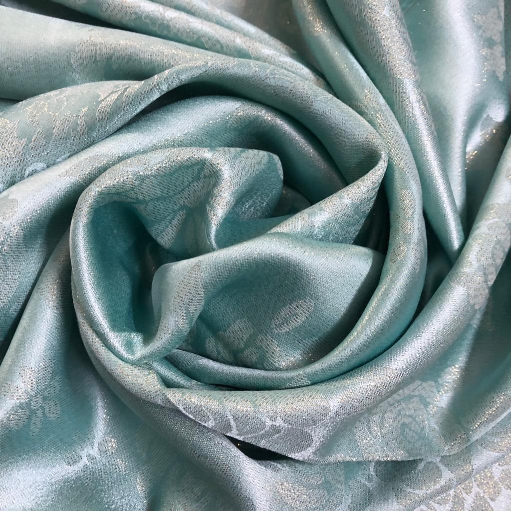 Self-Print Shimmery Silk | Powder- Blue