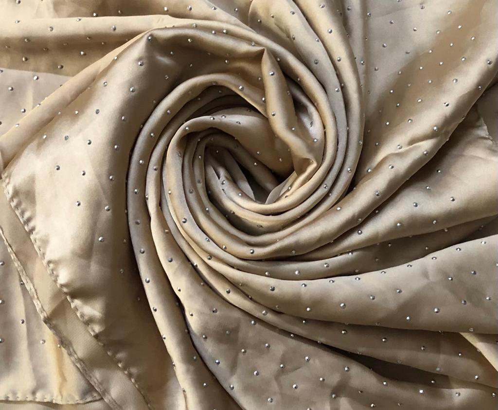 Beige-Satin Silk with Stones