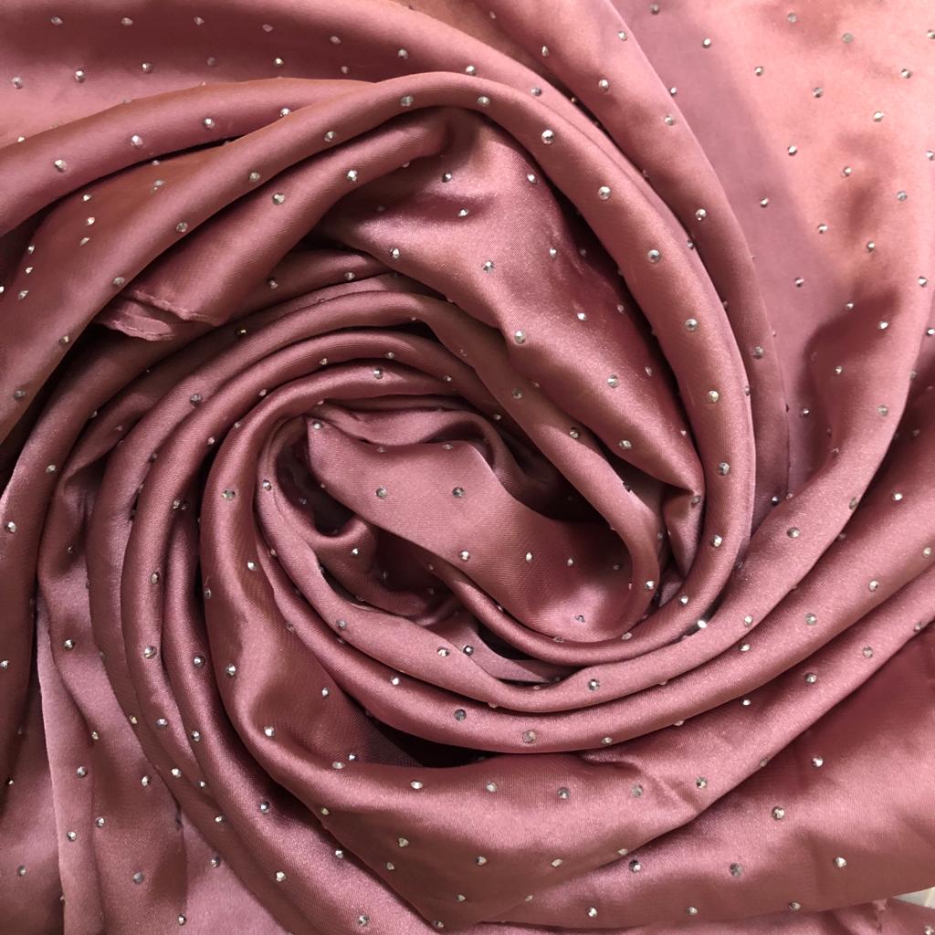 Pink-Satin Silk with Stones