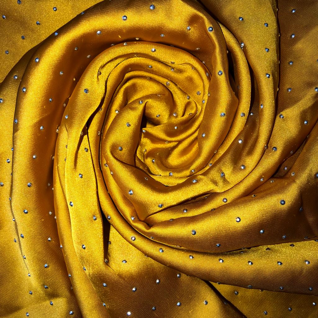 Goldenrod Yellow-Satin Silk with Stones