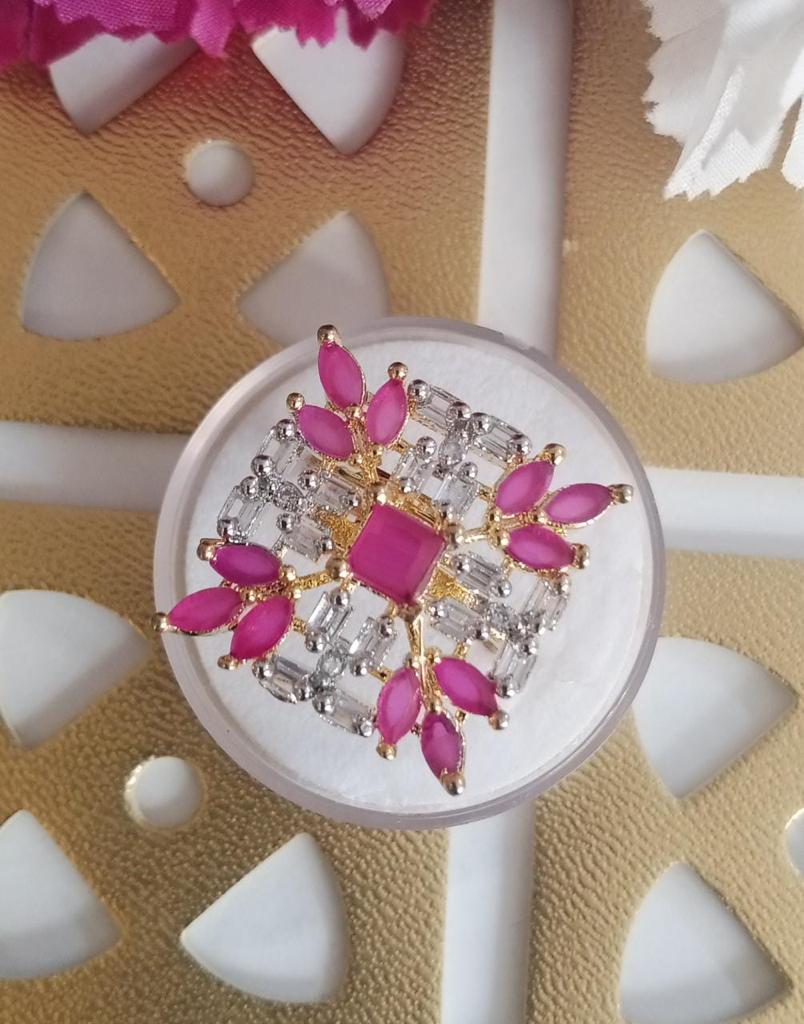 Mina Kari Two Tone Gold Pink Formal Ring
