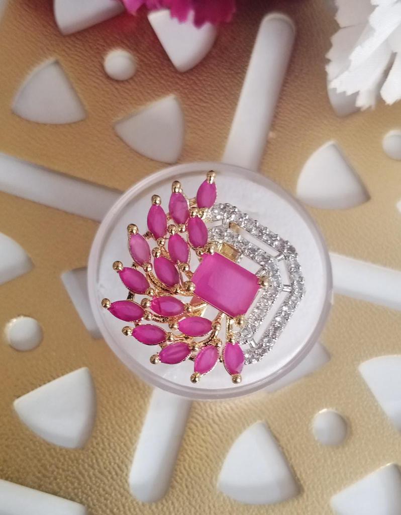 Pinky Twirl Gold Pink Formal Ring