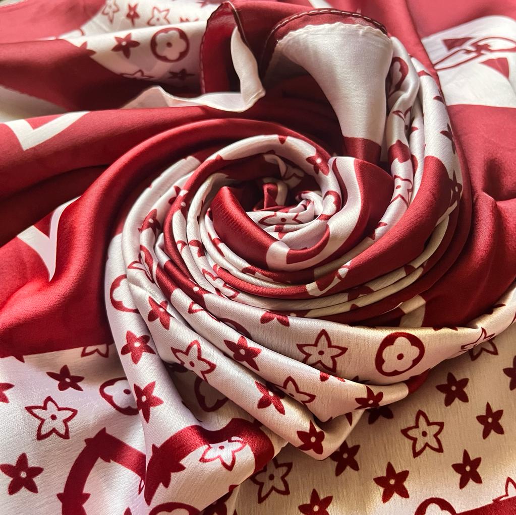 Maroon Branded Silk Stole