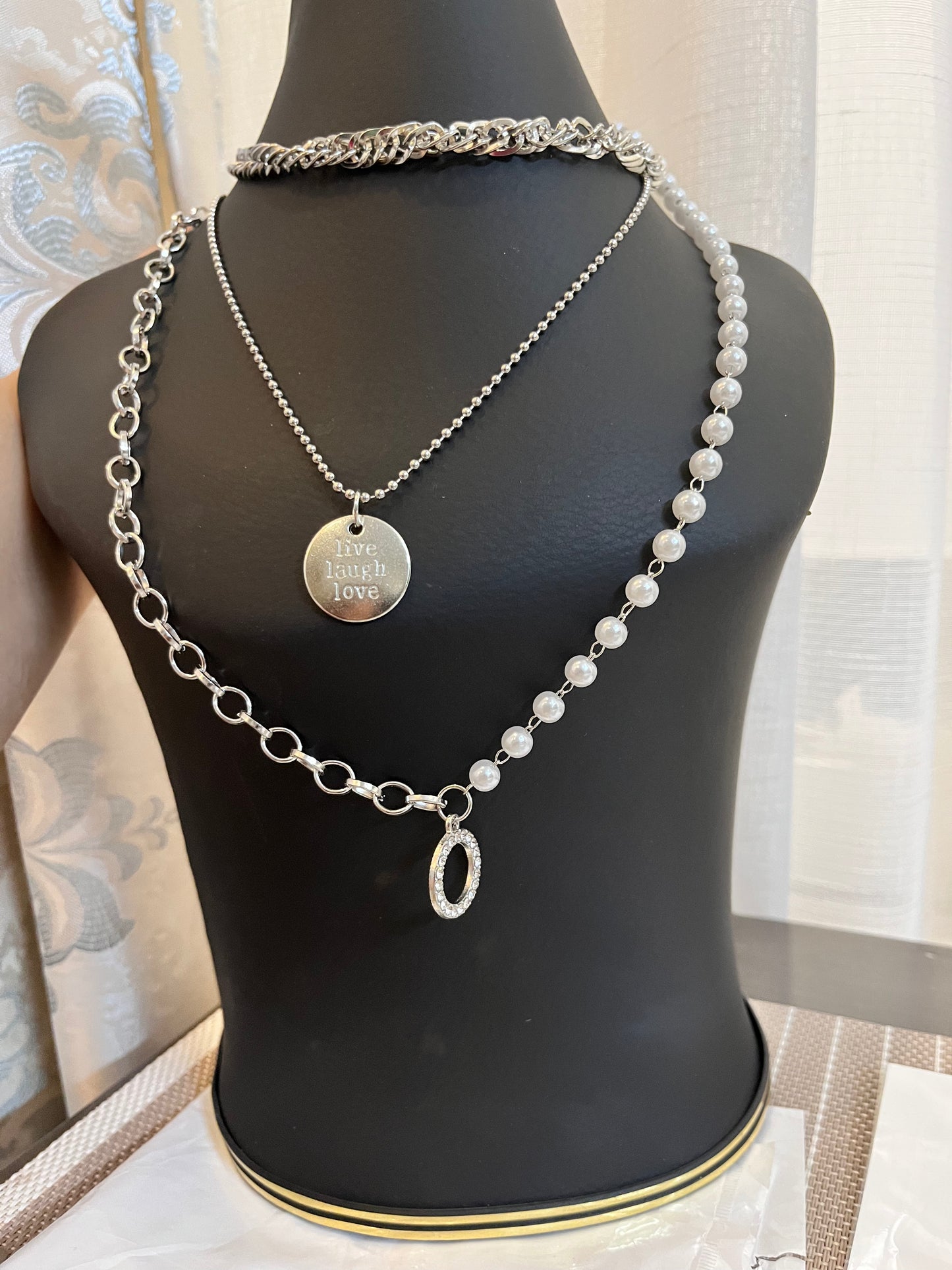 Three layered Pearly Dangler Gold