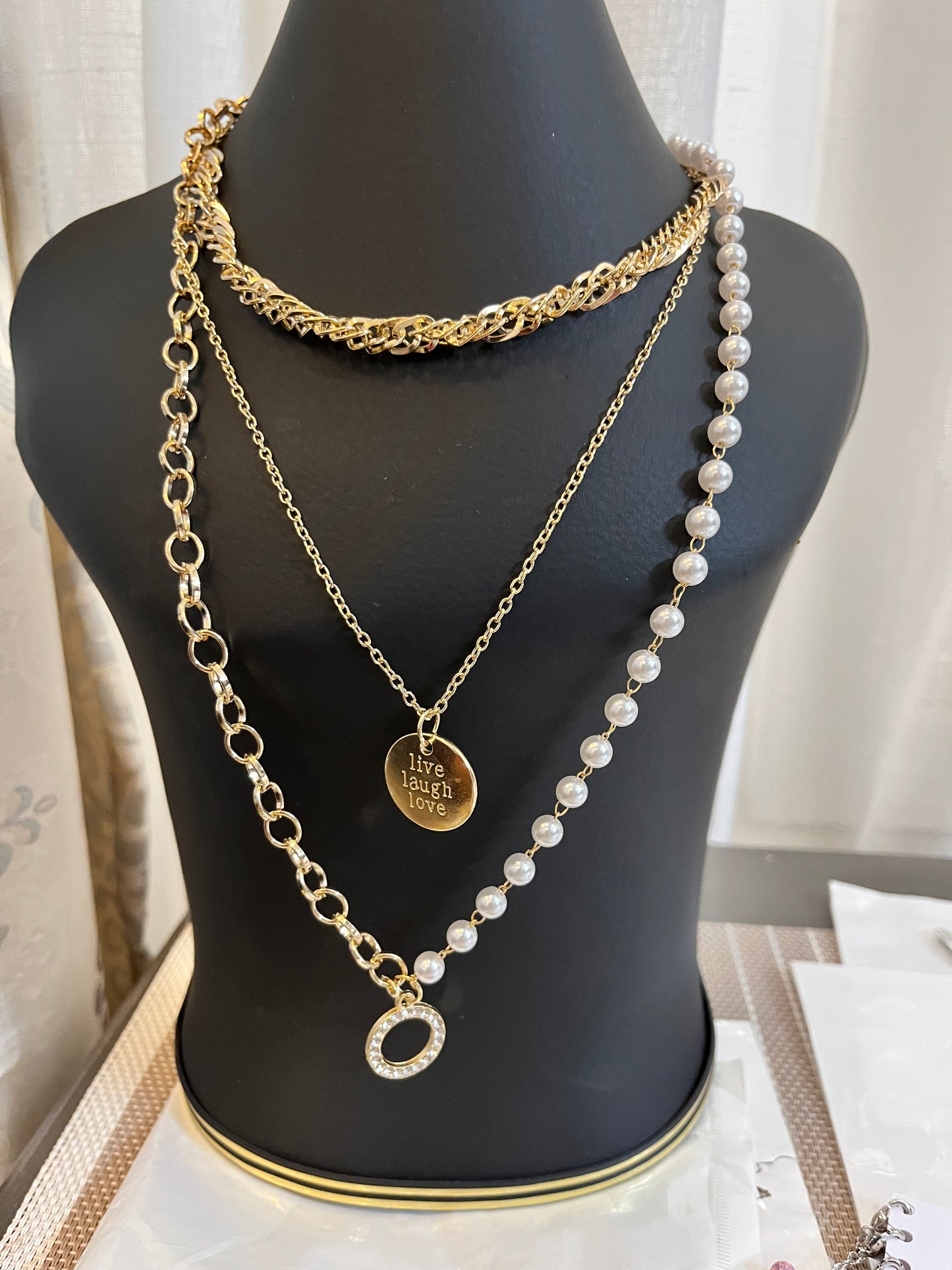 Three layered Pearly Dangler Silver