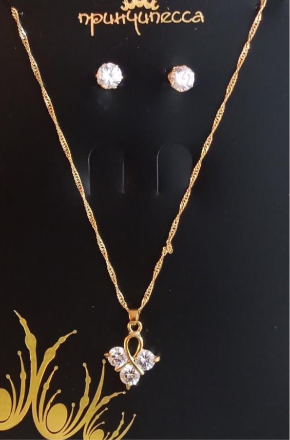 TriPetal Two Tone Pendant Set