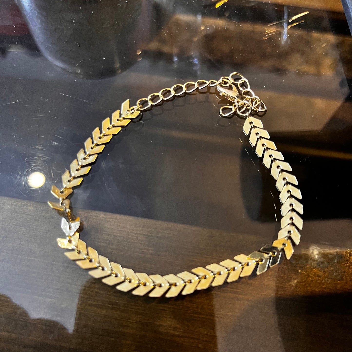 Straight Arrowed Dull Gold Bracelet
