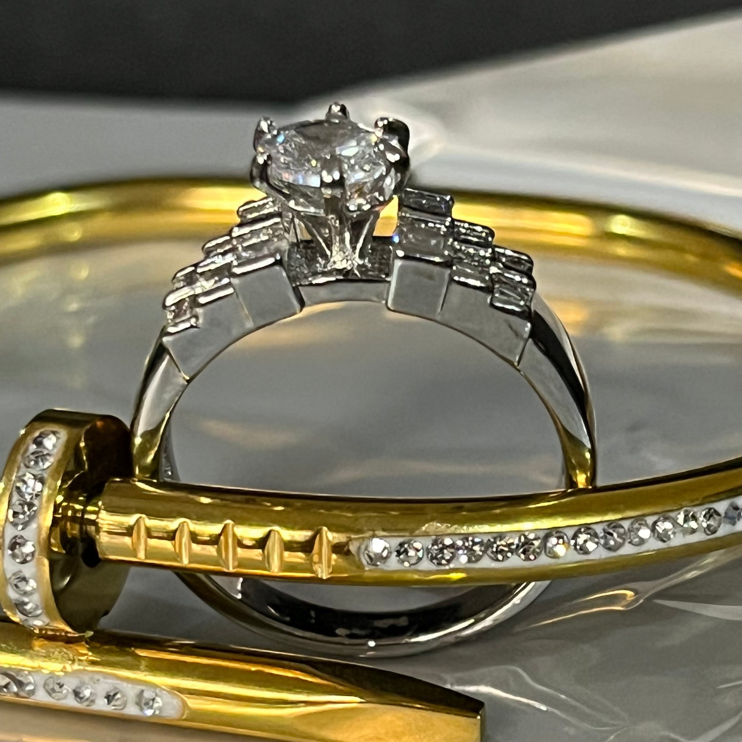 Diamond Cut Silver Ring