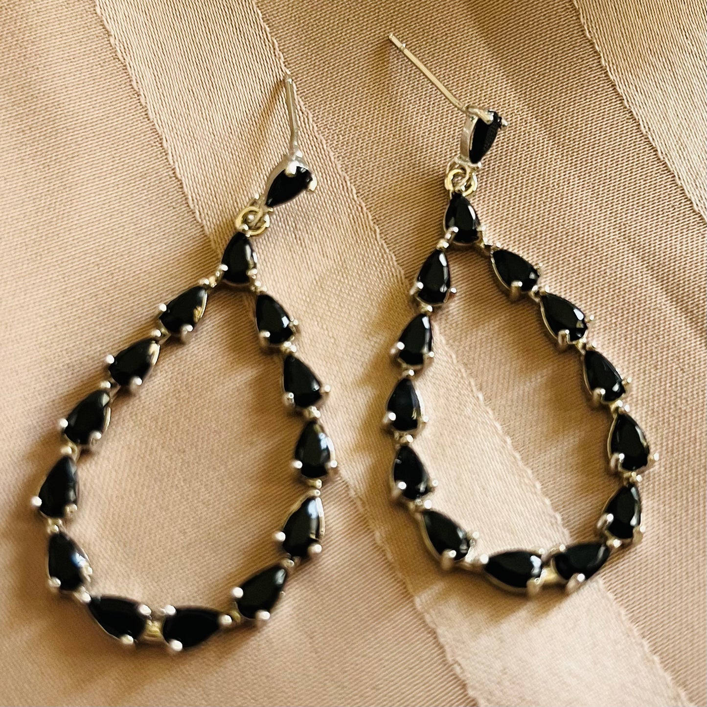 Black Fancy Droplet Earrings