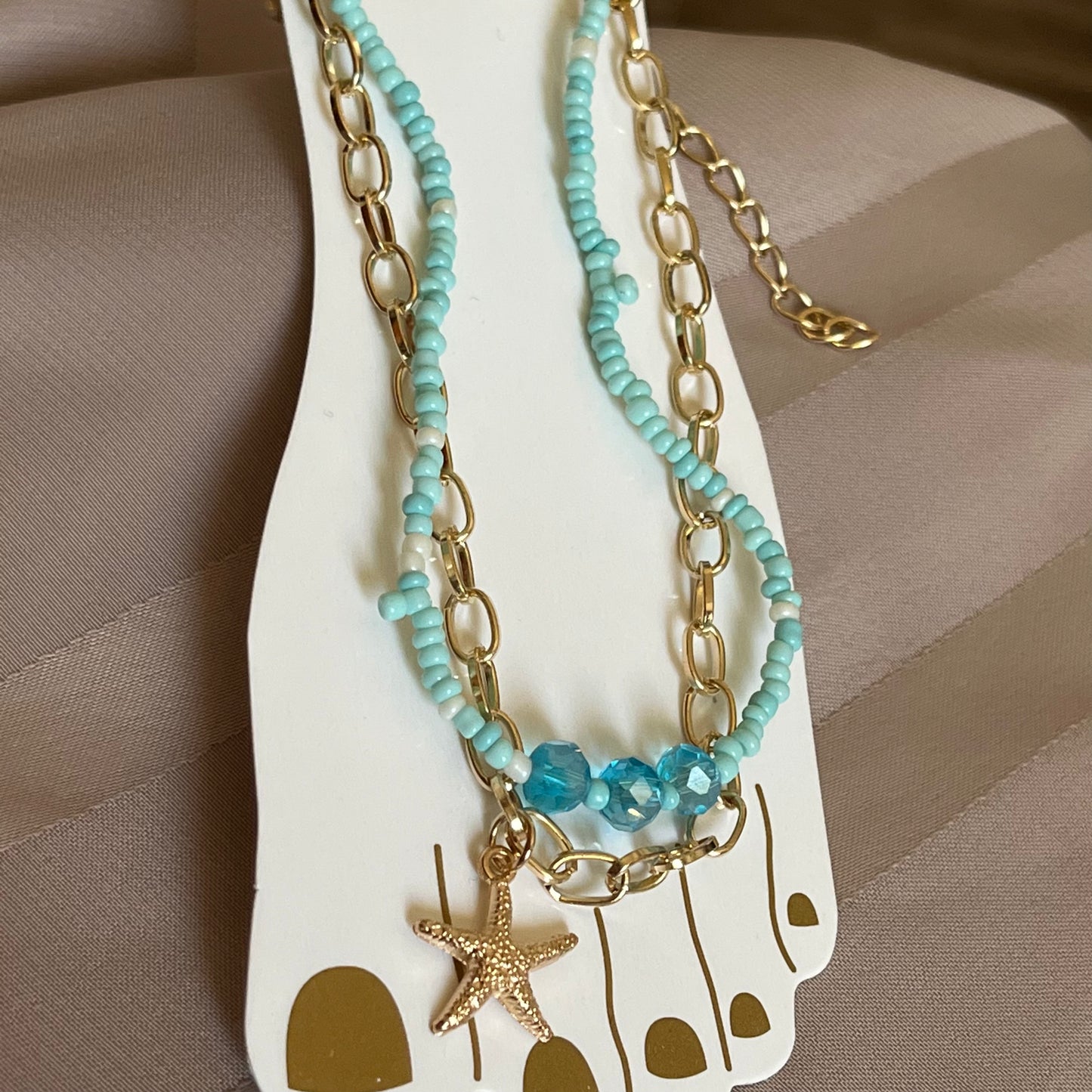 Sea Blue Beachy Feet Charm Anklet