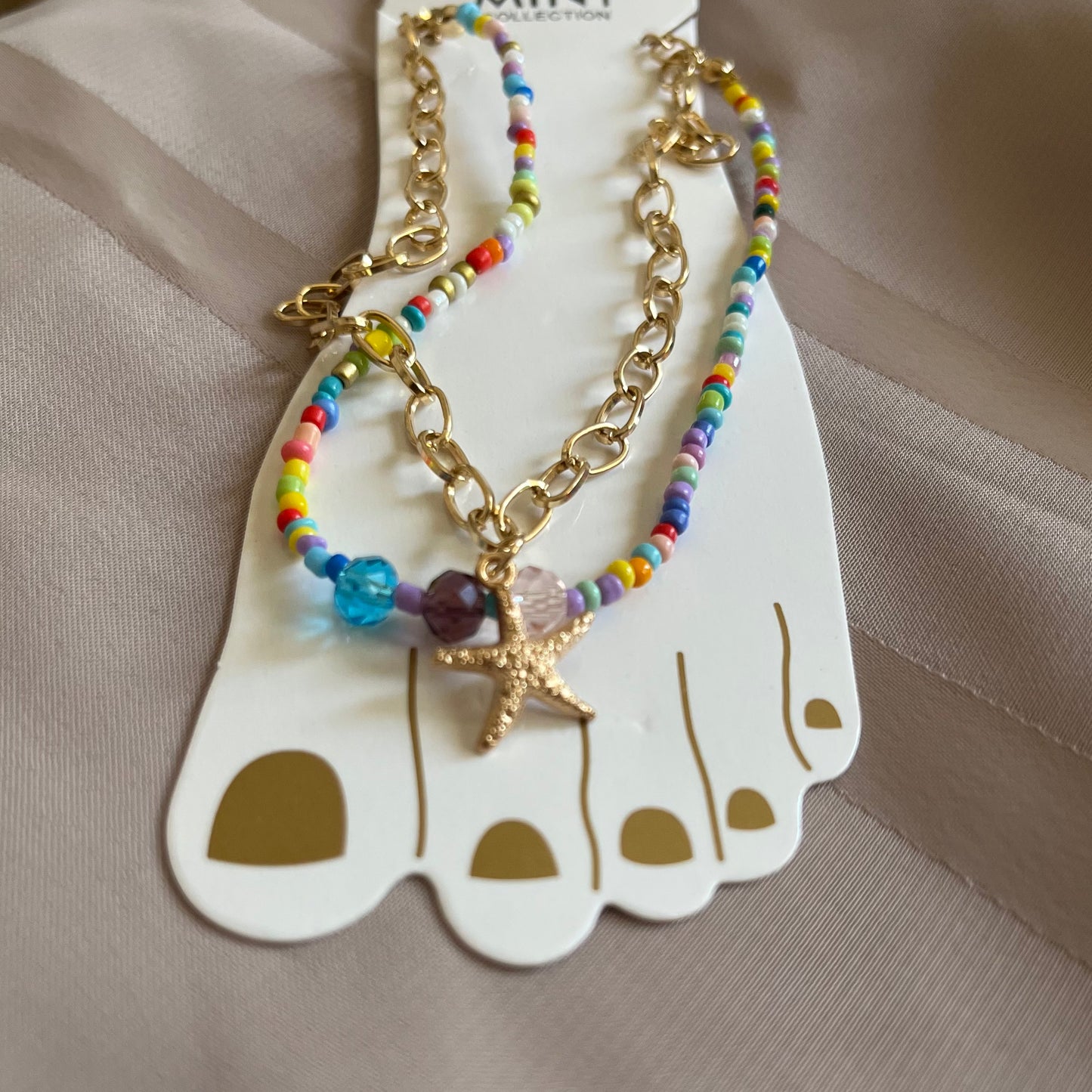Rainbow Beachy Feet Charm Anklet