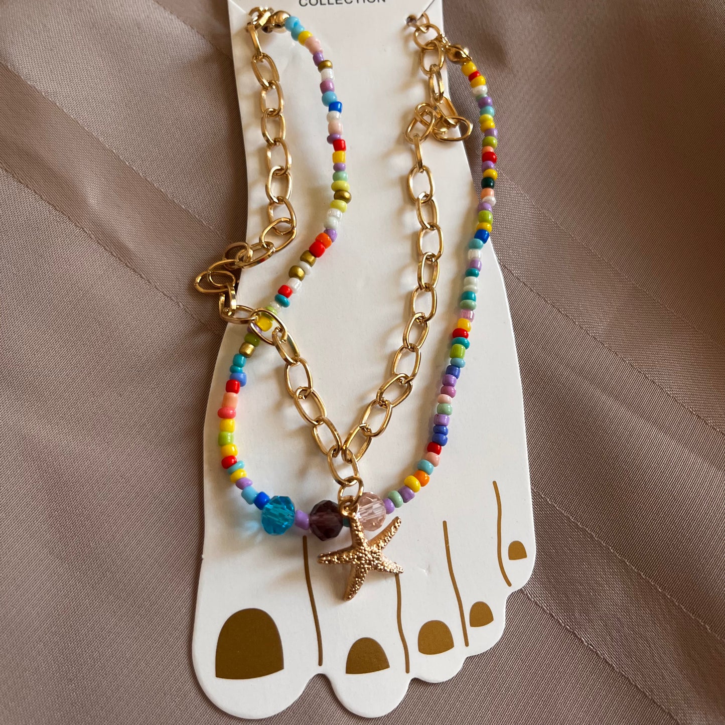 Rainbow Beachy Feet Charm Anklet
